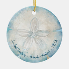 Elegantes Beach Foto Wasserfarbener Sand Dollar Keramik Ornament