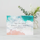 Elegantes Beach Hochzeit in Urlaubsort Foto Save The Date (Stehend Vorderseite)