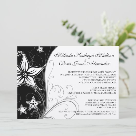 Elegantes Beach Hochzeit in Urlaubsort Themenangeb Einladung (Stehend Vorderseite)