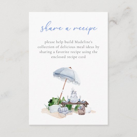 Elegantes Beach Picnic Brautparty gemeinsam mit ei Begleitkarte (Vorderseite)