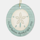 Elegantes Beach Sand Dollar Foto Weihnachten Keramik Ornament (Links)