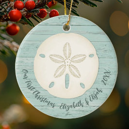 Elegantes Beach Sand Dollar Foto Weihnachten Keramik Ornament