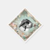 Elegantes Beach Sea Starfish & Pearls Party Foto Serviette (Ecke)