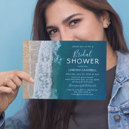 Elegantes Beach Tropical Ocean Brautparty Einladung