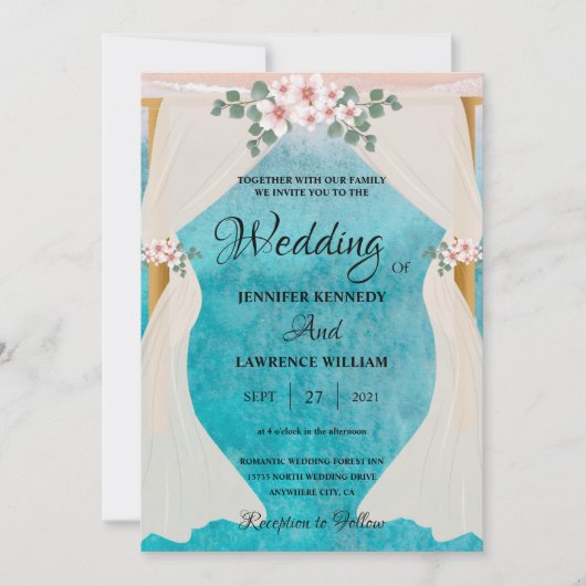 Elegantes Beach Tulle Arbor Foto Hochzeit Einladung (Vorderseite)