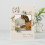 Elegantes Beach Wedding Foto Save The Date (Stehend Vorderseite)