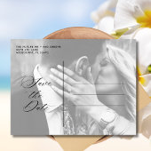 Elegantes Beach Wedding Foto Save the Date Ankündigungspostkarte