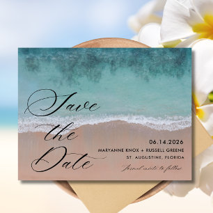 Elegantes Beach Wedding Foto Save the Date Ankündigungspostkarte