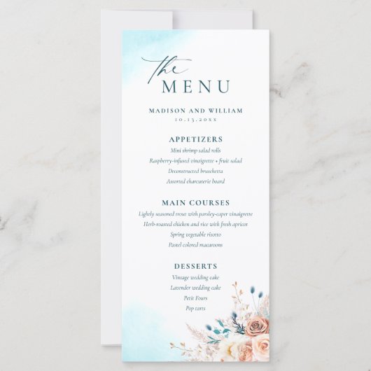 Elegantes Beach Wedding Menu (Vorderseite)
