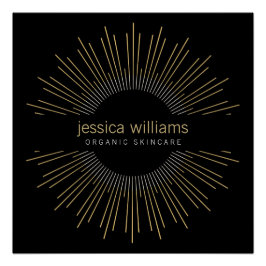 Elegantes Beauty Gold Sunburst Logo auf Schwarz Poster