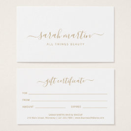 Elegantes Beauty Salon Gold Geschenkgutschein