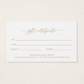 Elegantes Beauty Salon Gold Geschenkgutschein (Rückseite)