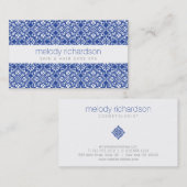Elegantes Beauty Vintages blaues Muster Visitenkarte (Vorne/Hinten)