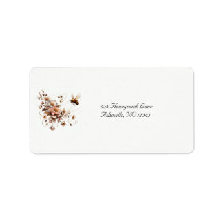 Elegantes Bee & Floral-Hochzeitsplatz Adressaufkleber
