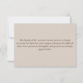 Elegantes Beerdigungsdenkmal aus der Familie Dankeskarte (Rückseite)