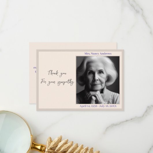 Elegantes Beerdigungsdenkmal aus der Familie Dankeskarte (Vorderseite/Rückseite Beispiel)
