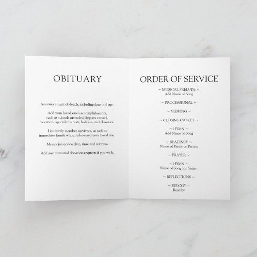 Elegantes Beerdigungsprogramm Programm (Innenseite)