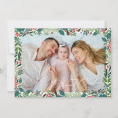 elegantes Beerenhaus fröhliches Weihnachtsfest Fot Feiertagskarte (Vorderseite)