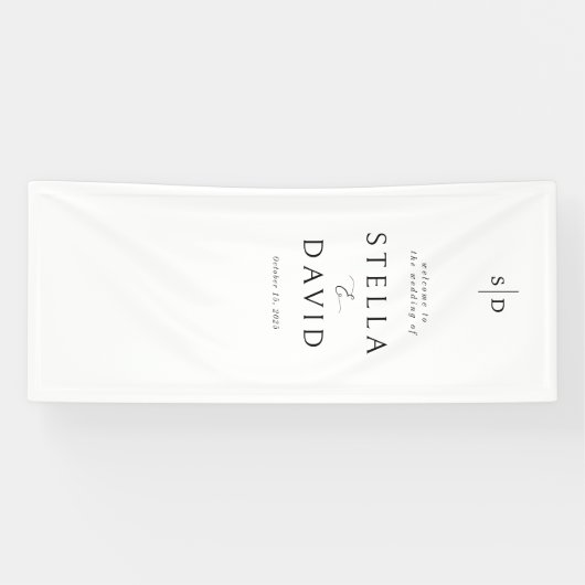 Elegantes Begrüßungs-Monogramm-Dekorbanner Banner (Horizontal)