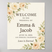 Elegantes Begrüßungszeichen - Blumendesign Poster (Vorne)