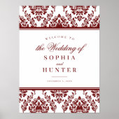 Elegantes Begrüßungszeichen für Burgundy White Dam Poster (Vorne)