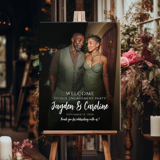 Elegantes Begrüßungszeichen mit Foto Poster