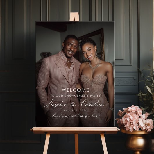Elegantes Begrüßungszeichen mit Foto Poster