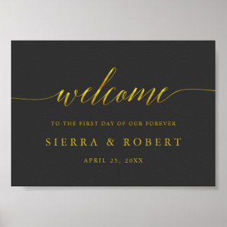 Elegantes Begrüßungszeichen mit Imitate Gold Scrip Poster