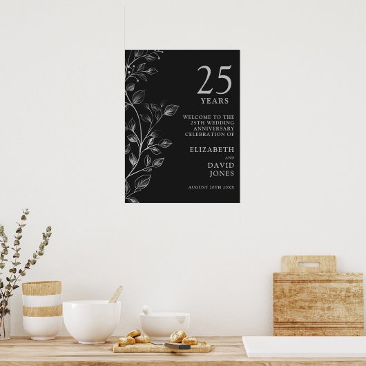 Elegantes Begrüßungszeichen zum 25. Poster (Küche)