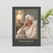 Elegantes Beige-Beerdigungsdenkmal Einladung (Stehend Vorderseite)