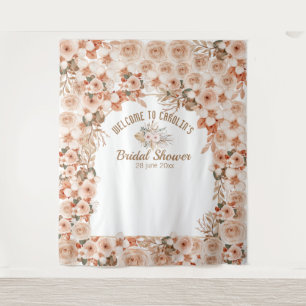 Elegantes, beige blühendes Rose Brautparty Wandteppich