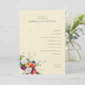 Elegantes Beige-Blumen-Hochzeitszeremonie-Programm Programm (Stehend Vorderseite)
