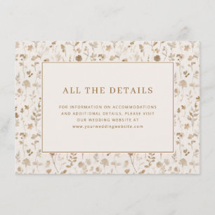 Elegantes Beige-Blumenmuster Begleitkarte