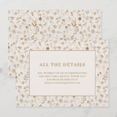 Elegantes Beige-Blumenmuster Begleitkarte (Vorne/Hinten)
