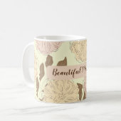 Elegantes Beige Blumenmuster Schöne Mommy Kaffeetasse (Vorderseite Links)