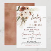 Elegantes Beige Boho Baby in Bloom Baby Shower Einladung (Vorne/Hinten)