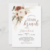Elegantes Beige Boho Pampas Grass Baby Brunch Einladung (Vorderseite)