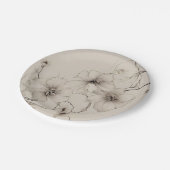 Elegantes Beige Boho Stil Blumenmuster Pappteller (Schrägansicht)