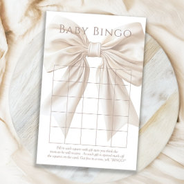 Elegantes Beige Bow Neutral Baby Shower Baby Bingo