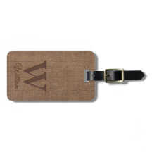 Elegantes Beige Brown Kuhleder Textur Monogramm