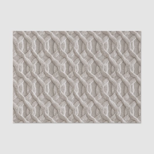 Elegantes Beige Cable-Strick-Muster Seidenpapier (Vorderseite)