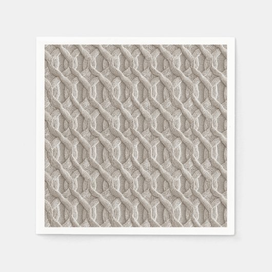 Elegantes Beige Cable-Strick-Muster Serviette (Vorderseite)