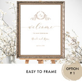 Elegantes Beige Cream Monogram-Begrüßungszeichen Poster
