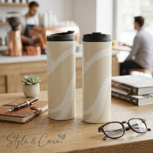 Elegantes Beige-Creme Einfaches Organisches Muster Thermosbecher