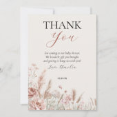 Elegantes Beige Floral Baby in Bloom Dankeskarte (Vorderseite)