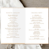 Elegantes Beige Folded Wedding Zeremony Programm