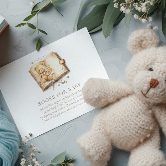 Elegantes Beige & Gold Baby Shower Book Begleitkarte