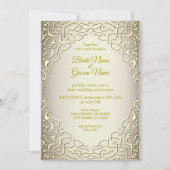 Elegantes Beige Gold Decorative Hochzeitsempfehlun Einladung (Vorderseite)