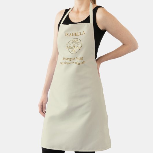 Elegantes Beige-Gold-Firmenlogo-Monogramm Schürze (InSitu)