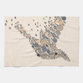 Elegantes Beige & Gray Artistic Bird Design Geschirrtuch (Horizontal)